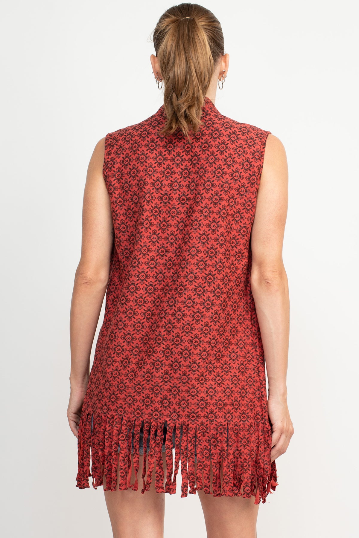 Cutting Edge Om Flower Fringe Vest