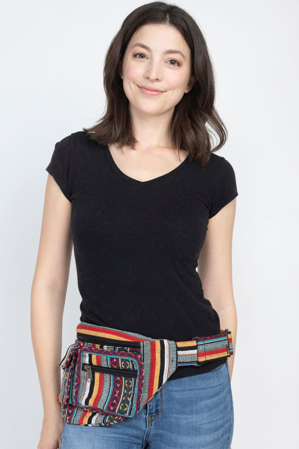 Cotton fanny Pack Utility Waist Belt Bag-multi - Main Image
