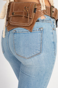 The Gypsy Duo - A Leather Duo Pack Hip Bag Belt-Brown