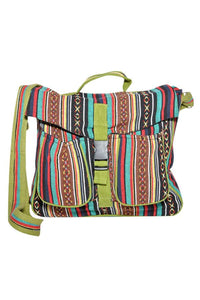 Cotton canvas bohemian hippie messenger bag-Olive-One size