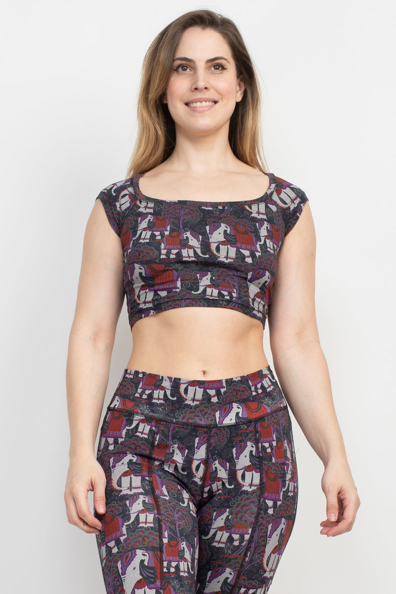 Elephant Raglan Crop Top