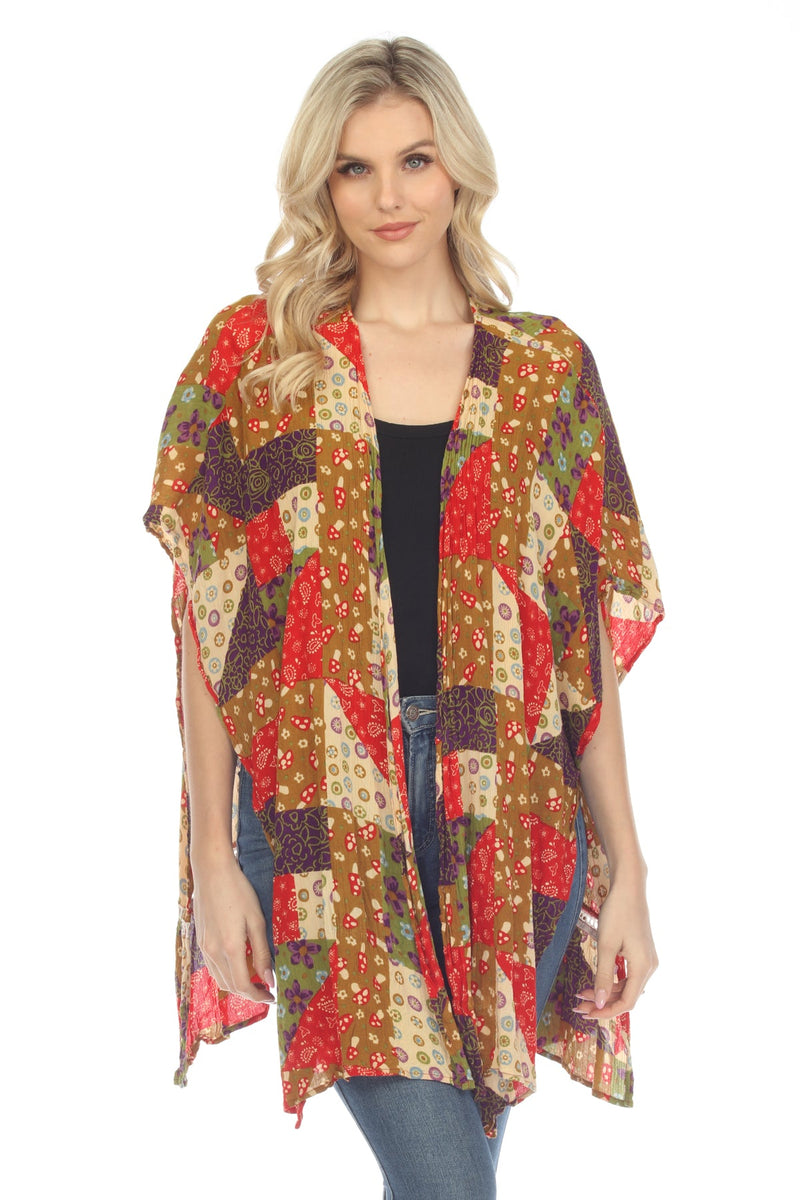 Mushroom Quilt Print Poncho