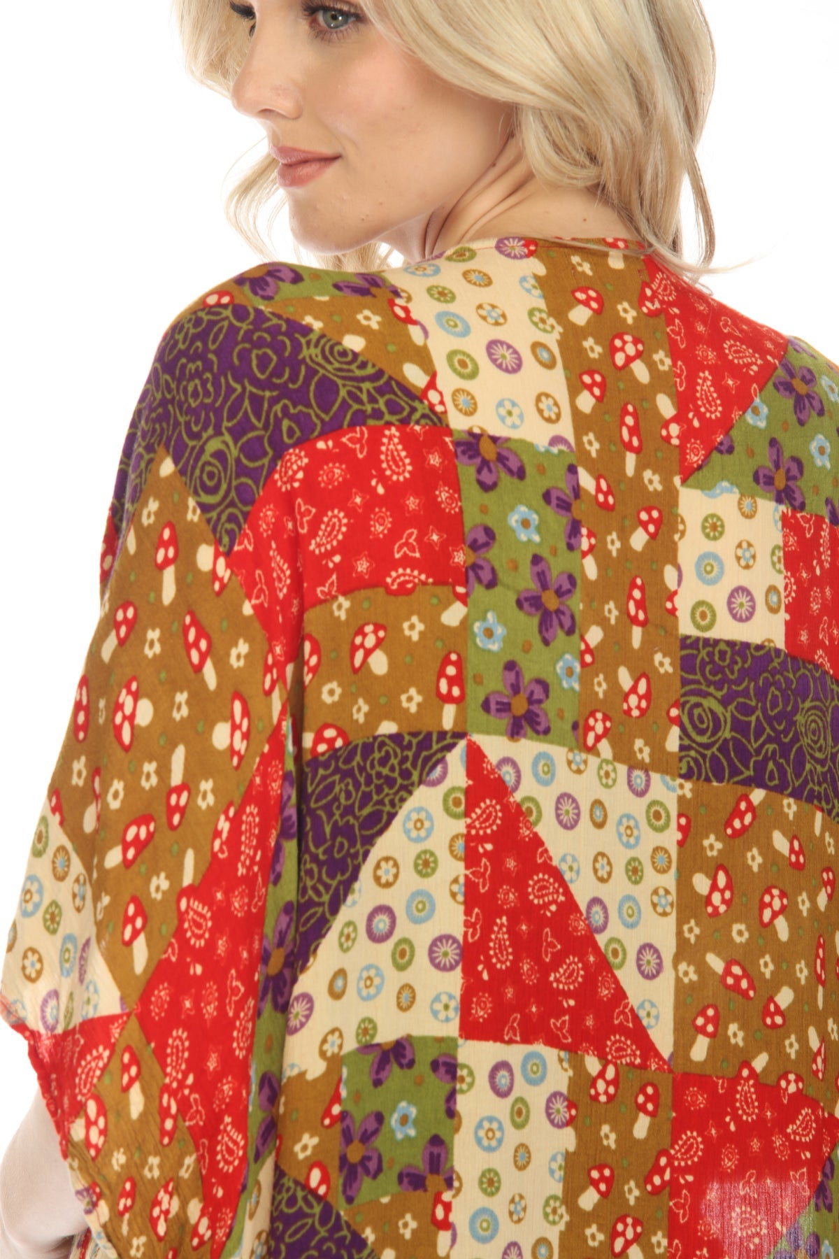 Mushroom Quilt Print Poncho