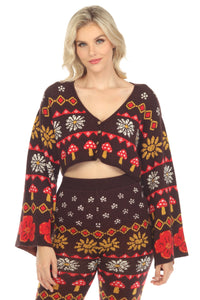Fair Isle Mushroom Crop Cardigan
