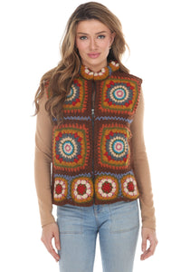 Crochet Mandala Fleece Lined Vest 