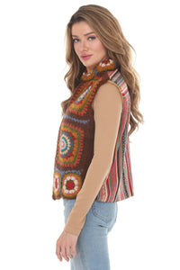Crochet Mandala Fleece Lined Vest 