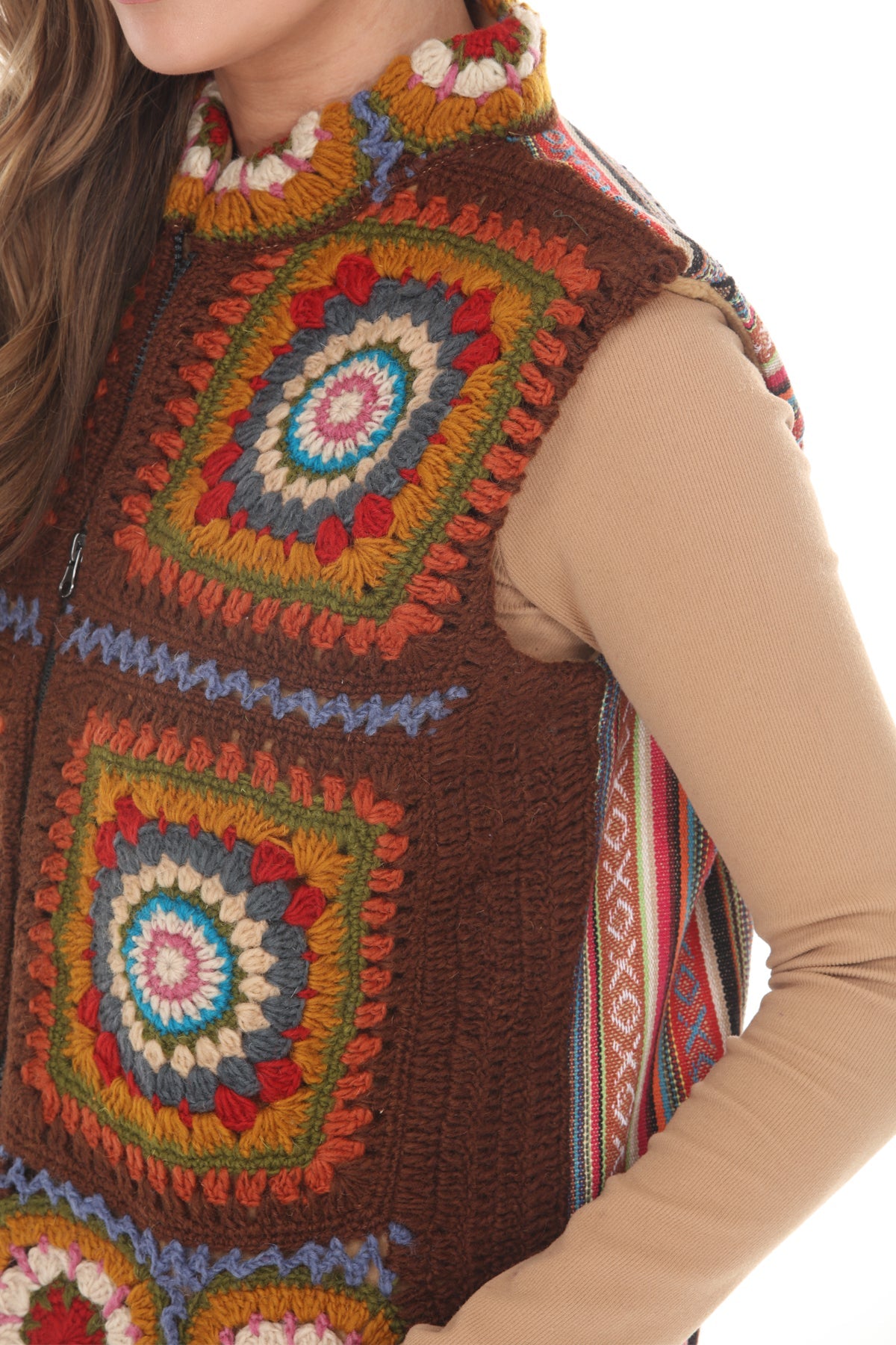 Crochet Mandala Fleece Lined Vest 