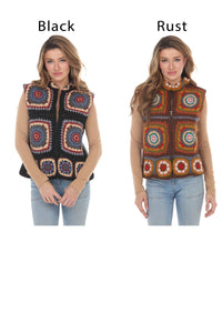 Crochet Mandala Fleece Lined Vest 