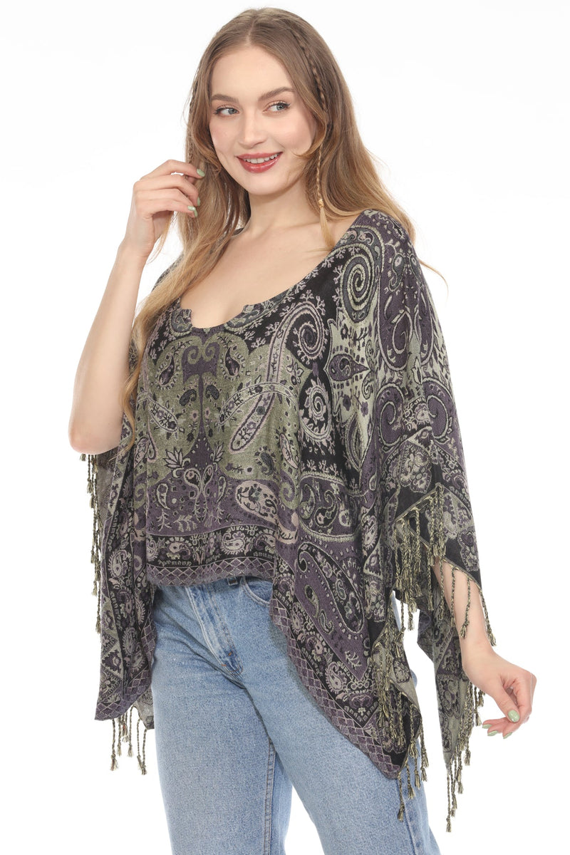 Fringe Paisley Shawl Top