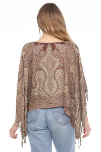 Lotus Paisley Fringe Shawl Top
