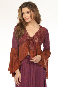 Celestial Patchwork Tie Front Top