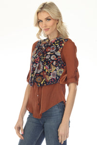 Floral Velvet Buttoned Vest