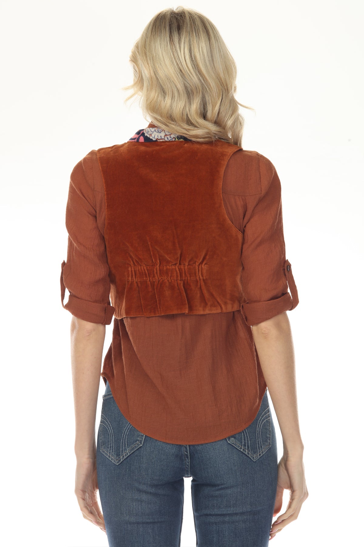 Floral Velvet Buttoned Vest