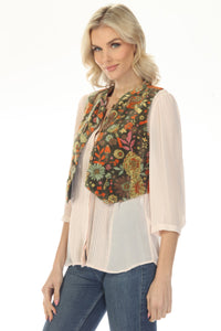 Floral Velvet Buttoned Vest