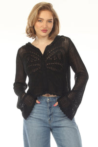 Butterfly Lacy Cropped Zip Hoddie