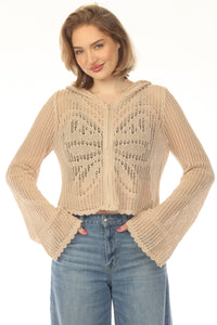 Butterfly Lacy Cropped Zip Hoddie