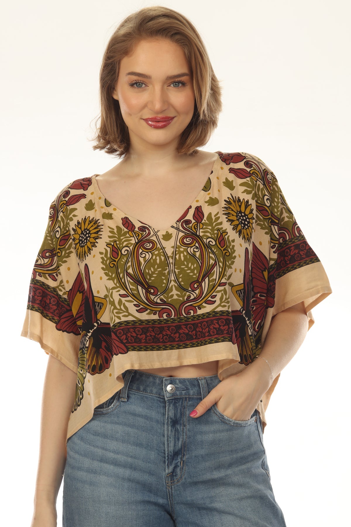 Butterfly Sunflower Scarf Top