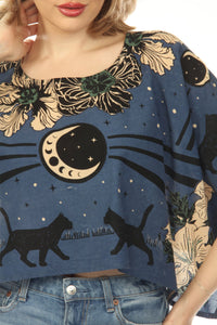 Moonflower Cats Scarf Top