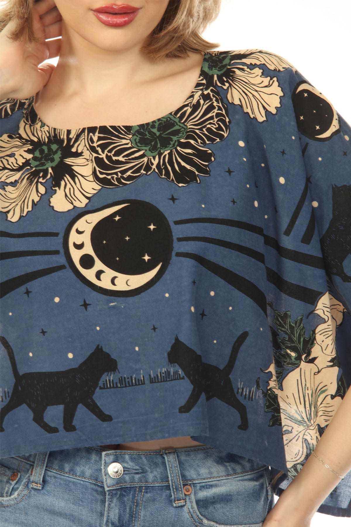 Moonflower Cats Scarf Top