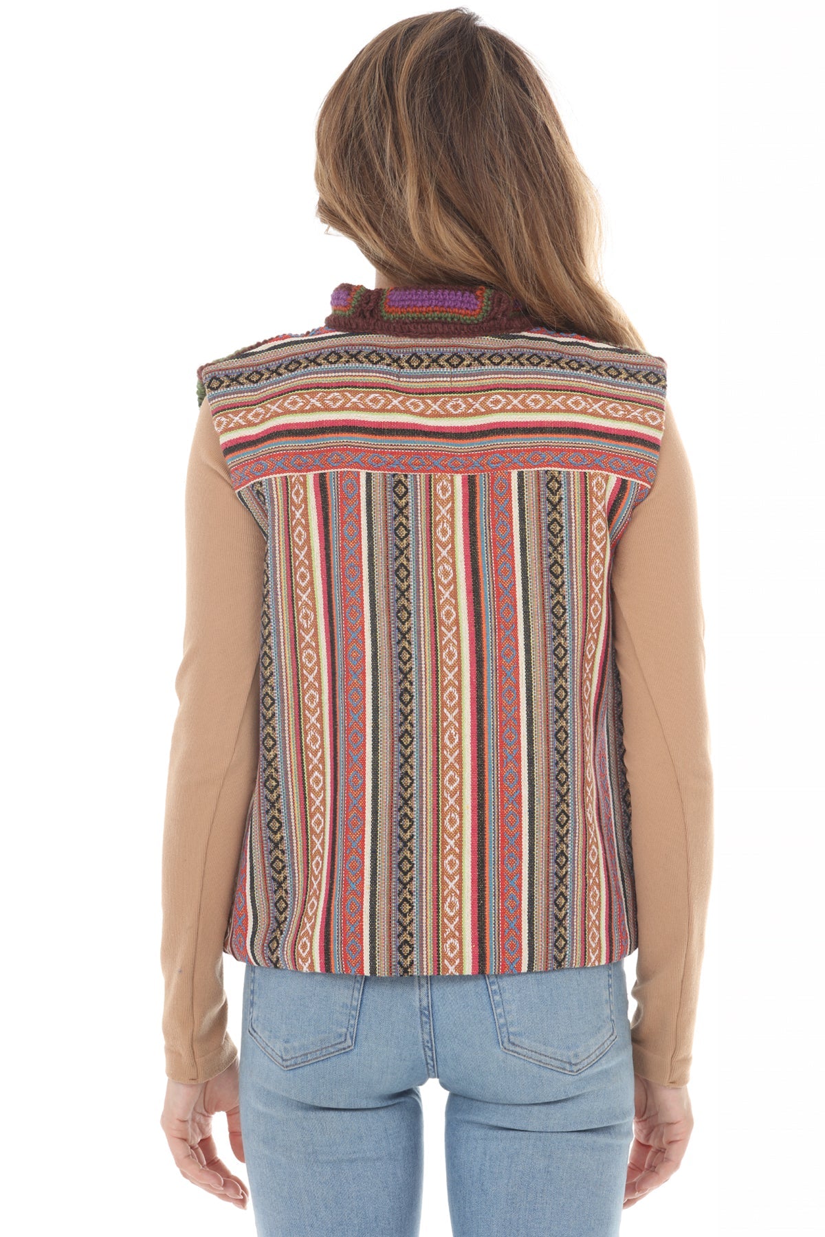 Geo Patchwork Crochet Wool Vest