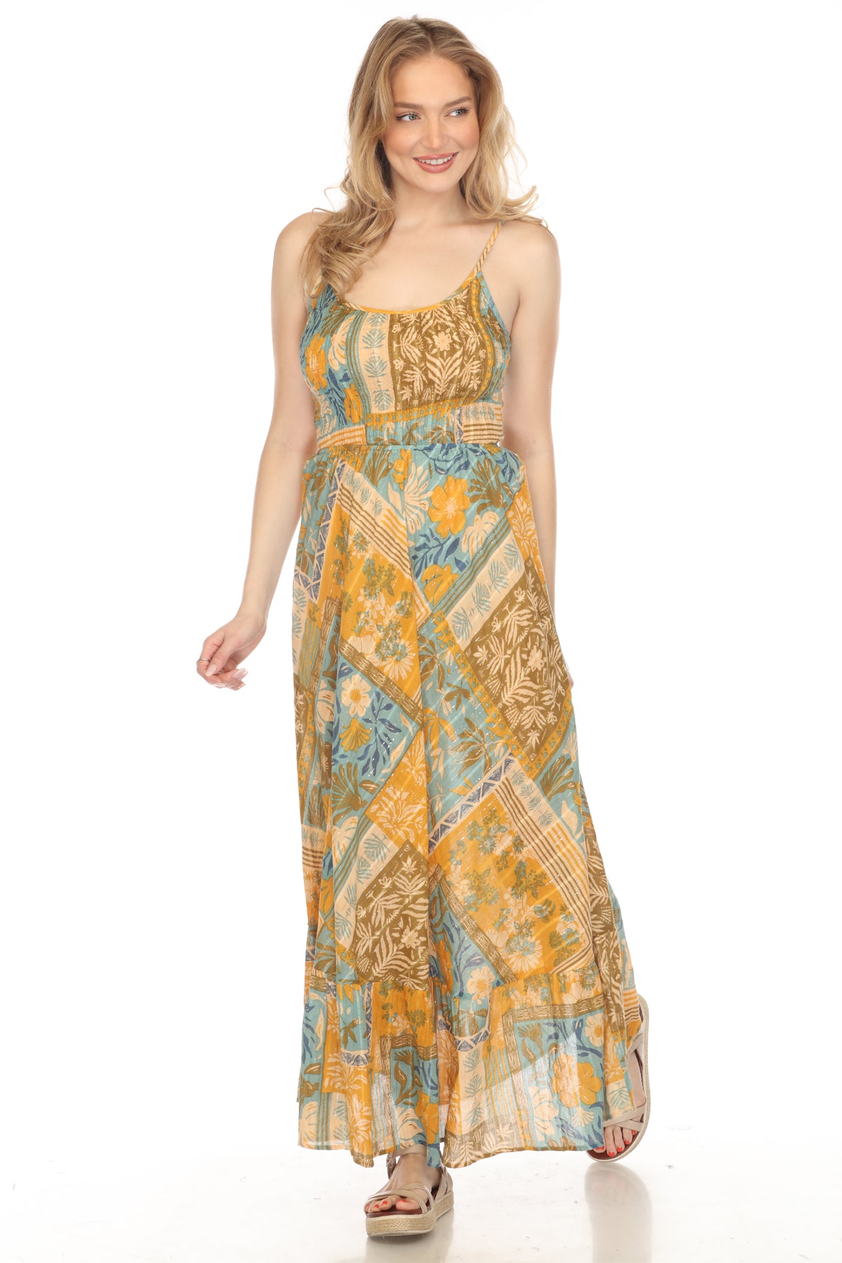Patchwork Corset Back Maxi Dress