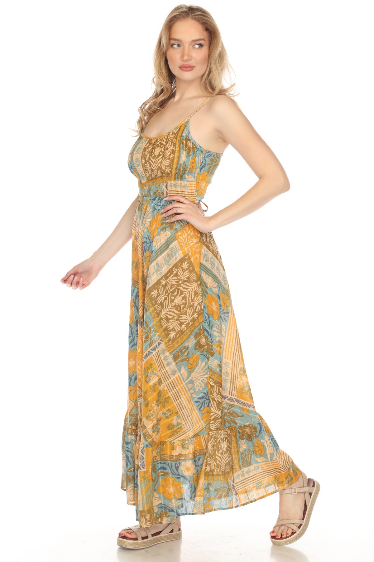 Patchwork Corset Back Maxi Dress