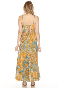 Patchwork Corset Back Maxi Dress