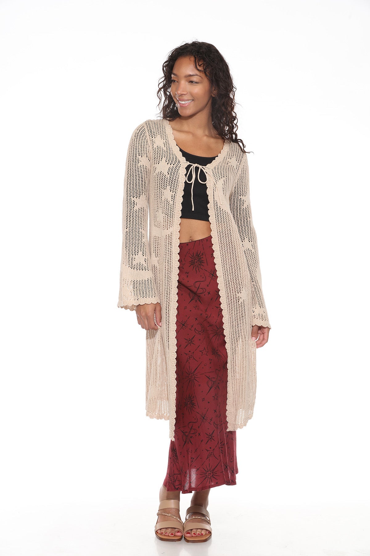 カウラム　SilkCotton Long Sleeve Cardigan XXL Lacy Knit Cardigan - Long Sleeve Sweater with Pockets & Buttons