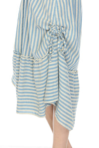 Convertible Drawstring Striped Dress