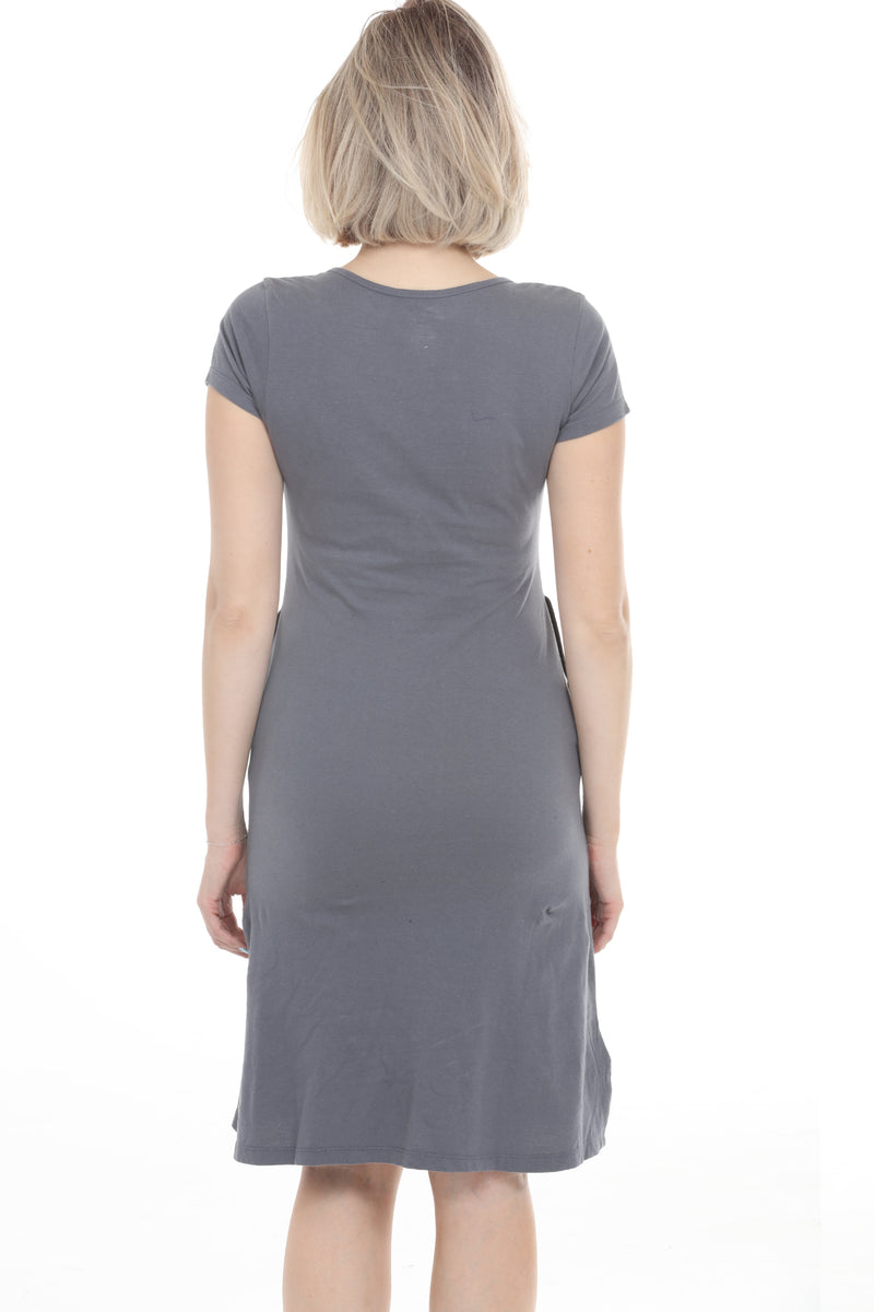 grey jersey dresses Grey Cotton Jersey Waist Tie Maxi Soleia Dress XXS