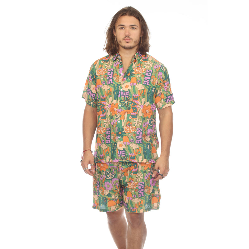 Mushroom Love Print Hawaiian Shirt