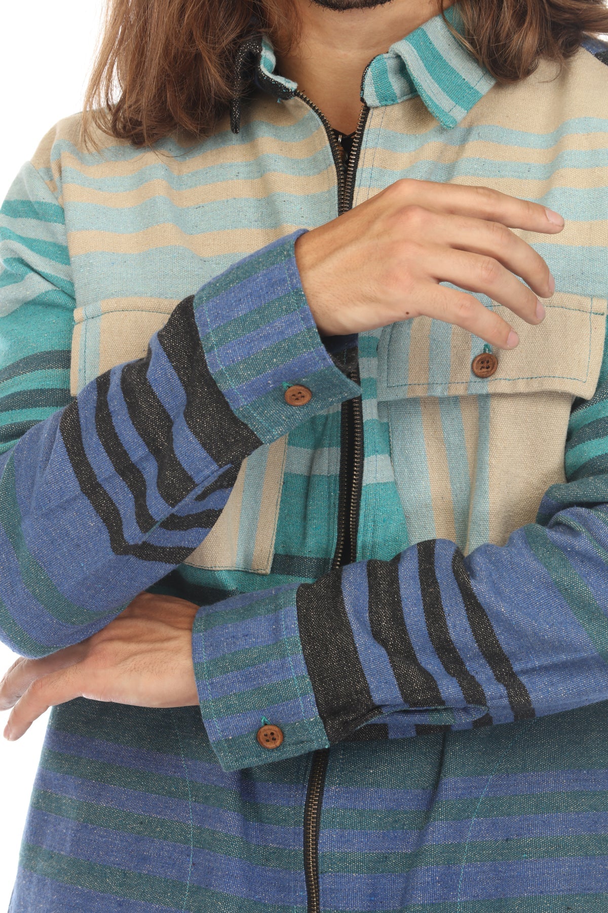 Ombre Striped Zipper Shirt Jacket – Lakhay-Retail