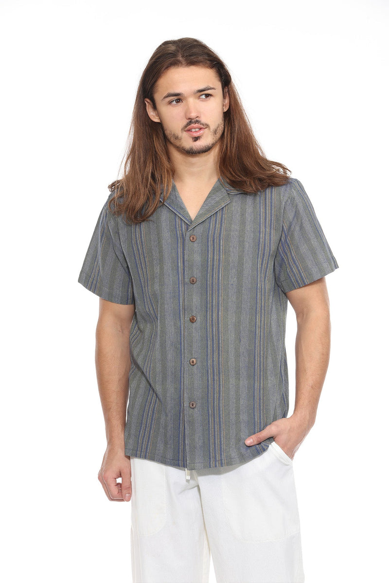 Striped Cotton Camp Shirt