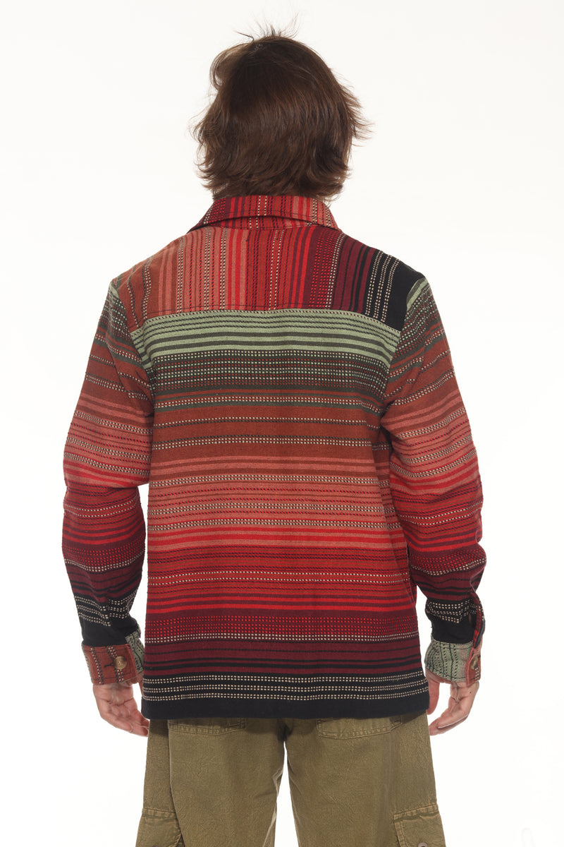 Moss Stripe Button Shirt Jacket