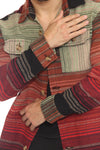 Moss Stripe Button Shirt Jacket
