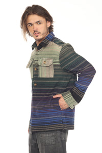 Moss Stripe Button Shirt Jacket