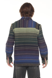 Moss Stripe Button Shirt Jacket