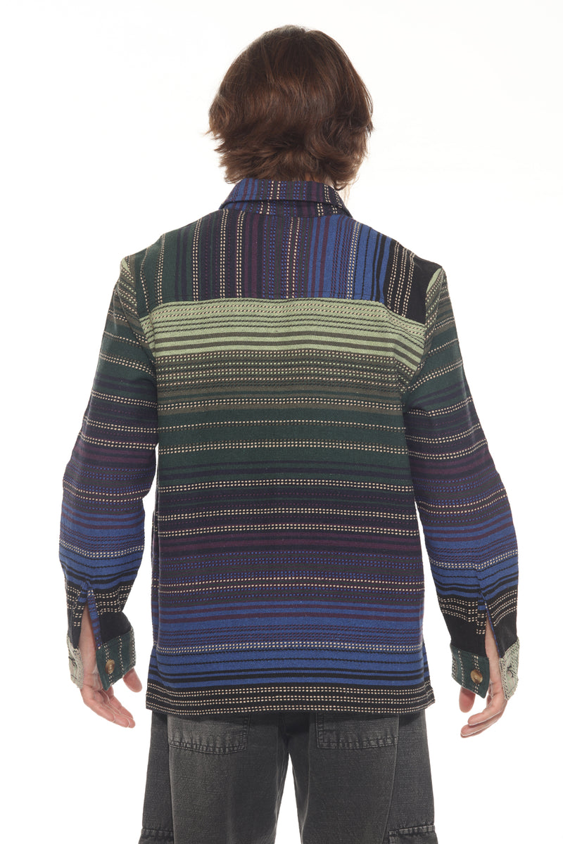 Moss Stripe Button Shirt Jacket