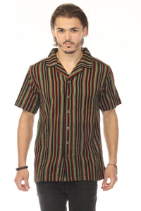 Rasta Striped Camp Shirt