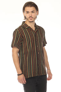 Rasta Striped Camp Shirt