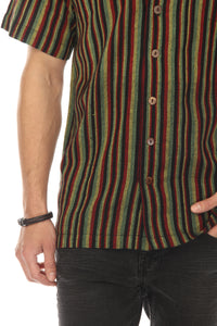 Rasta Striped Camp Shirt