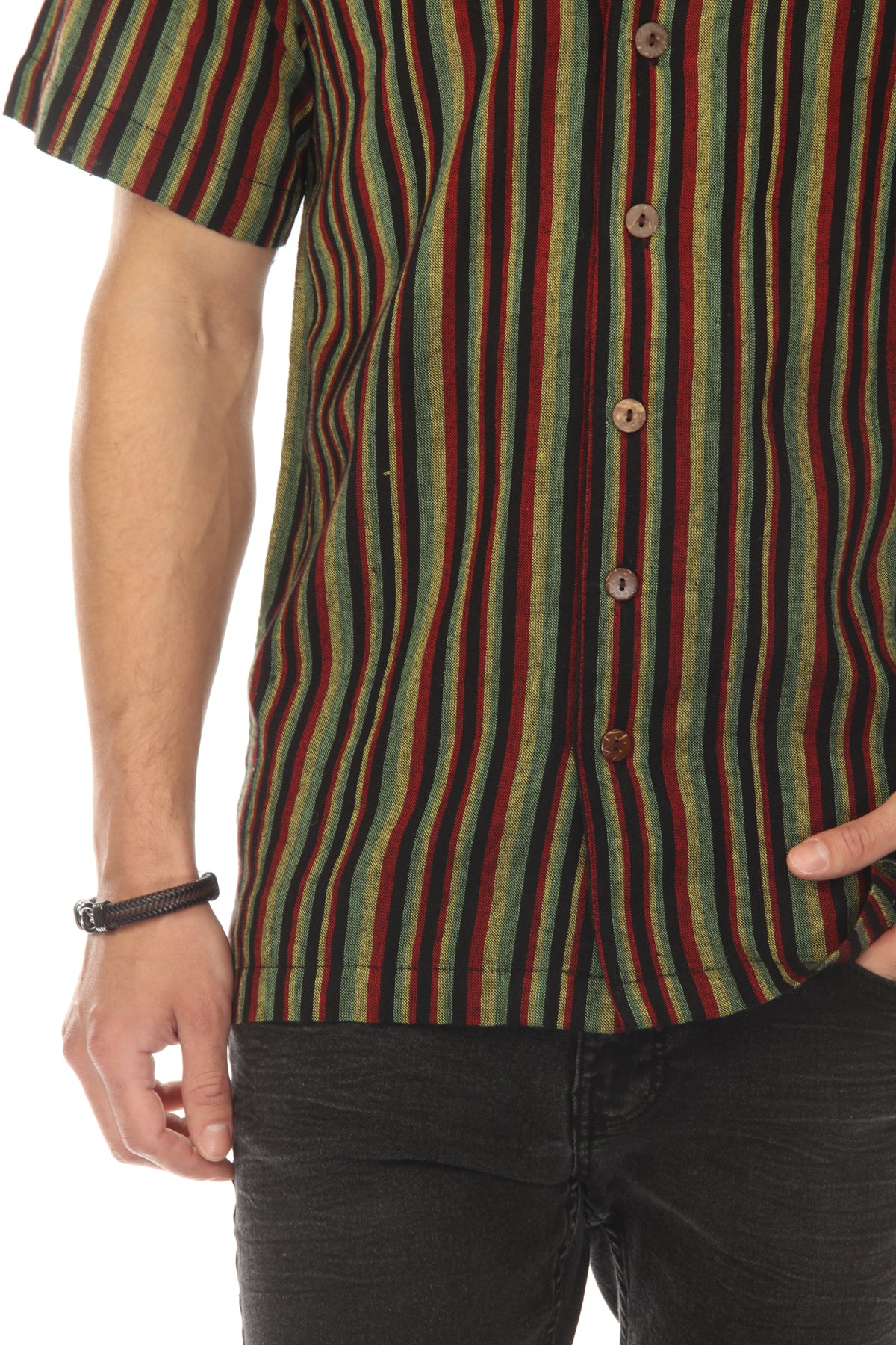 Rasta Striped Camp Shirt