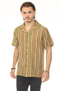 Rasta Striped Camp Shirt