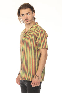 Rasta Striped Camp Shirt