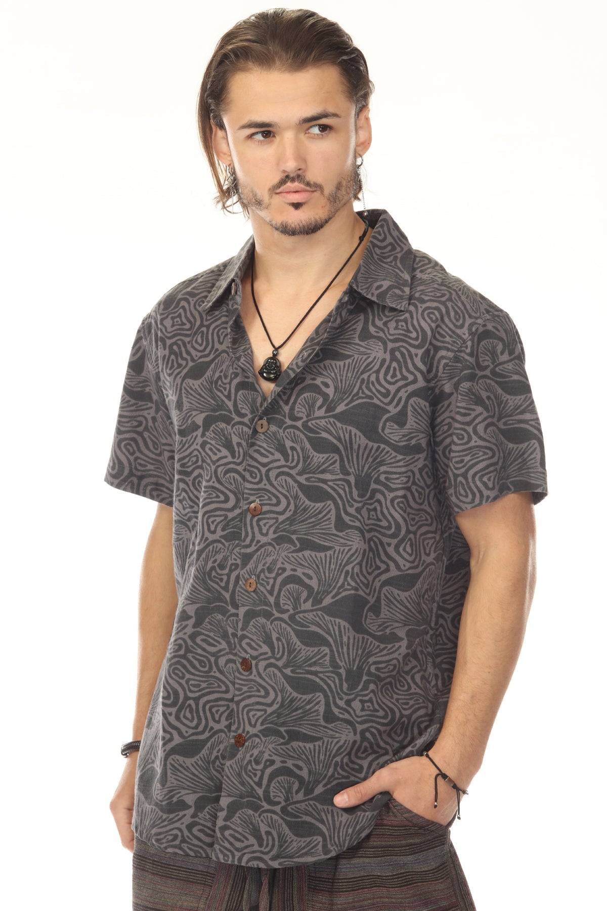 Abst Mushroom Print SS Shirt