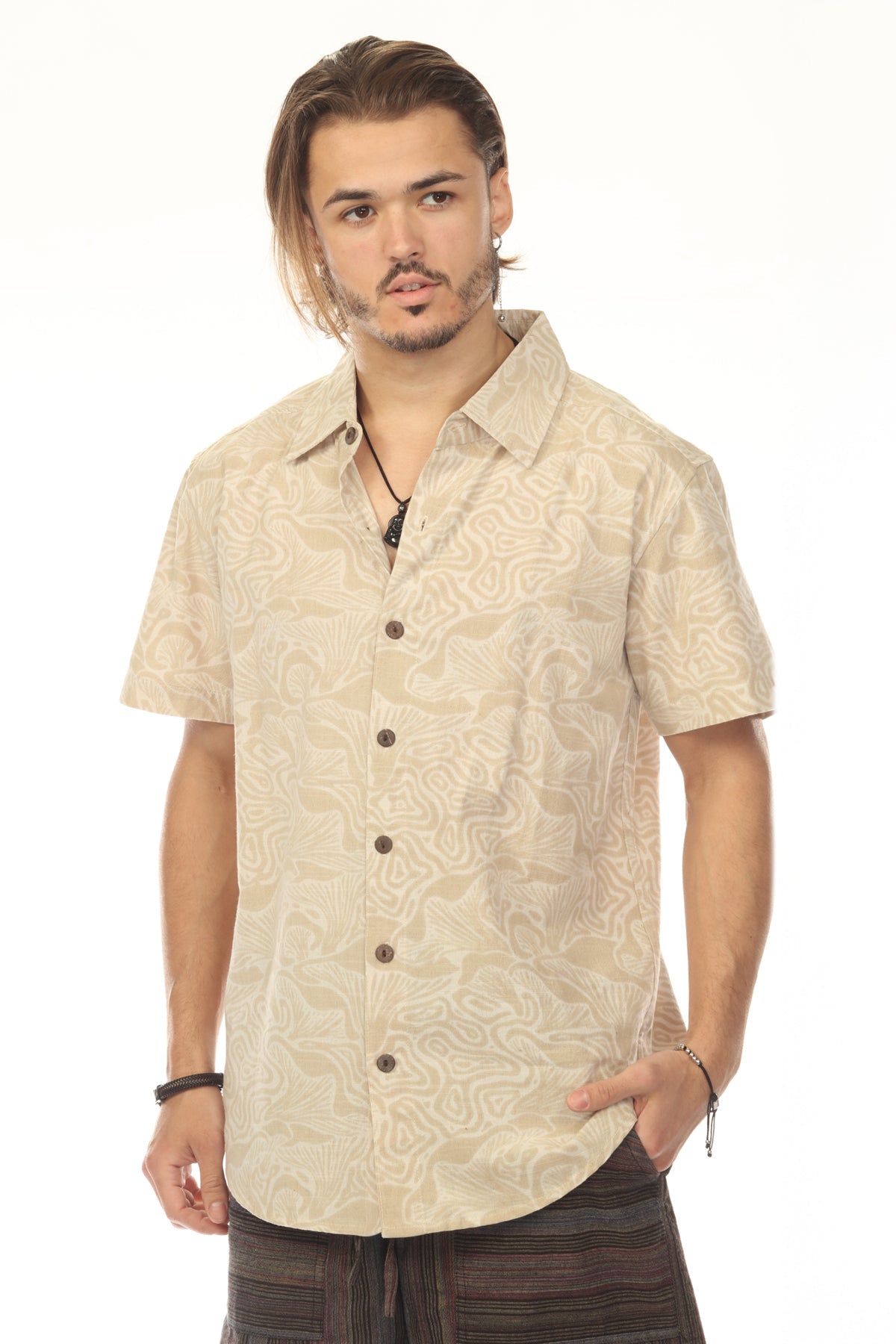 Abst Mushroom Print SS Shirt