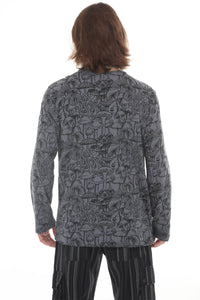 Mushroom Print Long Sleeve Henley