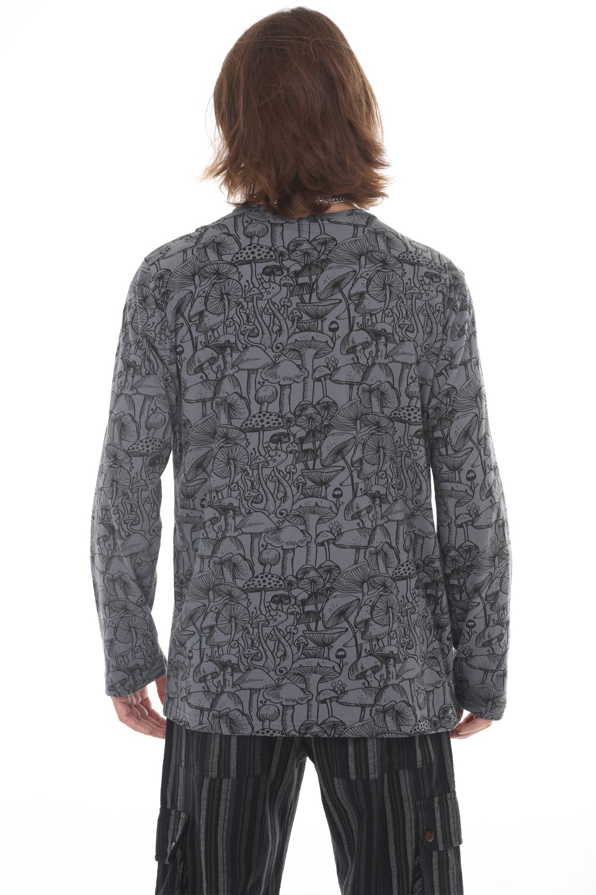 Mushroom Print Long Sleeve Henley