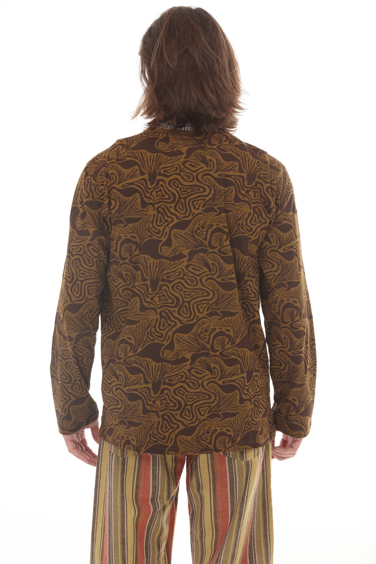 Mushroom Print Long Sleeve Henley