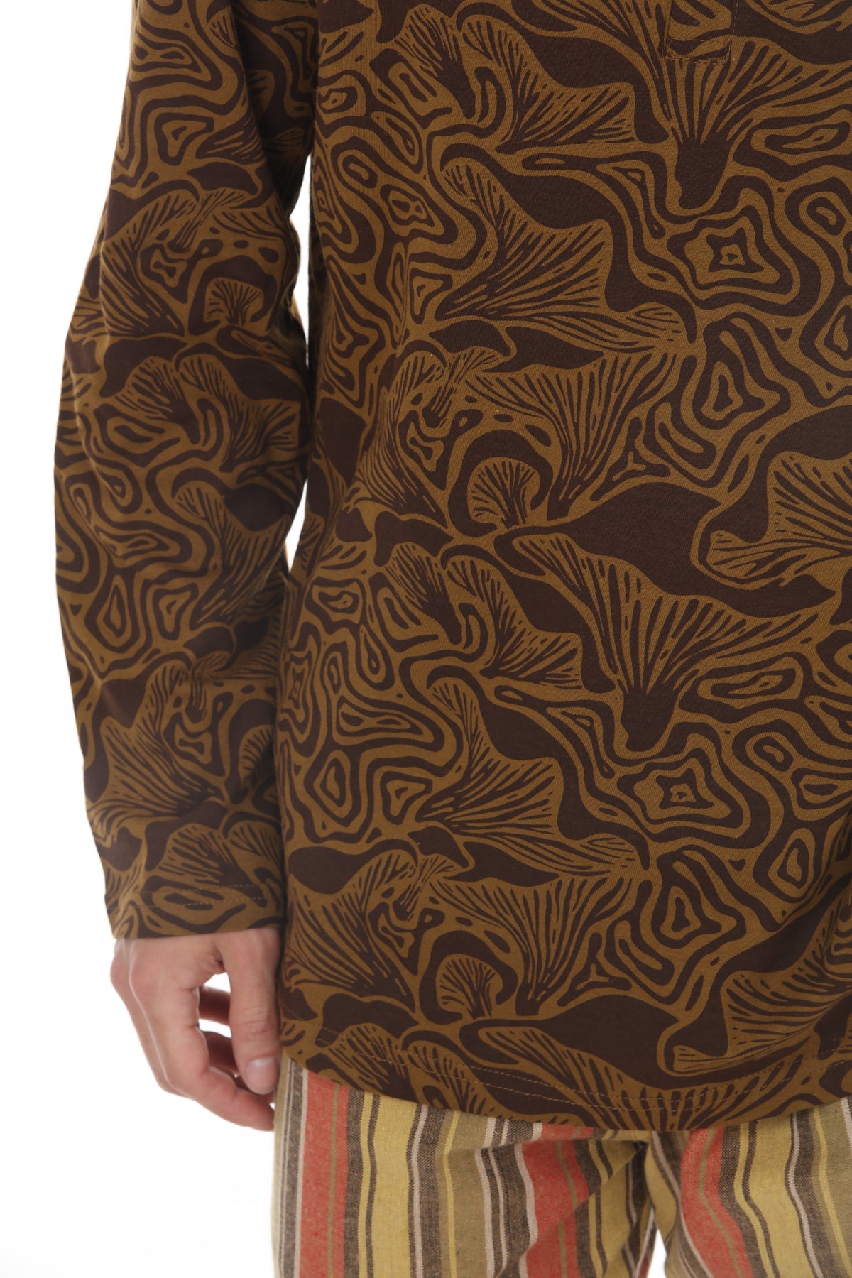 Mushroom Print Long Sleeve Henley